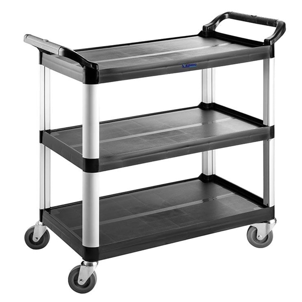 PLASTİK SERVİS ARABASI (SİYAH) (520x960x1070)