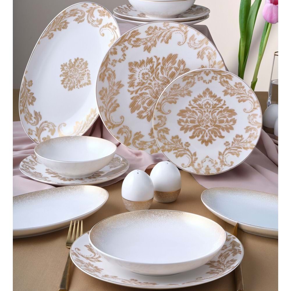 Camelia 54 Parça 12 Kişilik Yemek Takımı Gold 6585