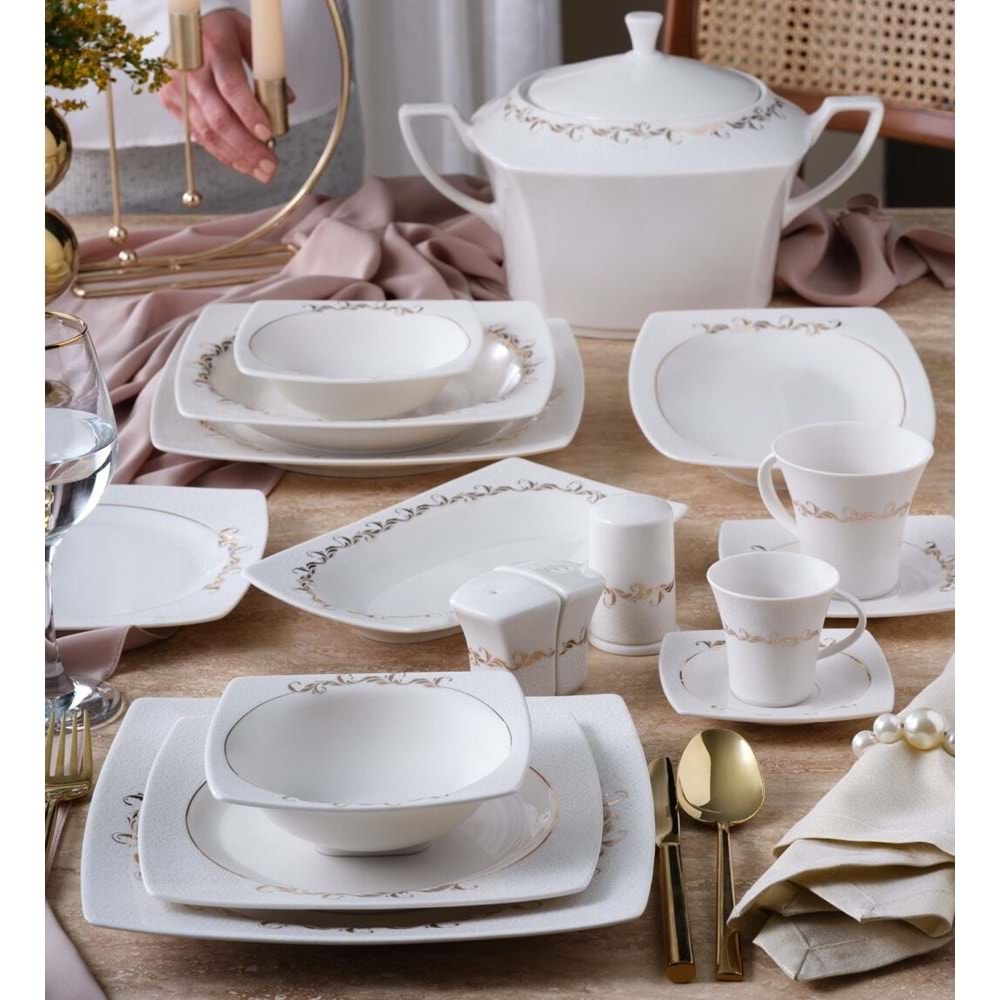 Caroline 85 Parça 12 Kişilik Kare Yemek Takımı 6599