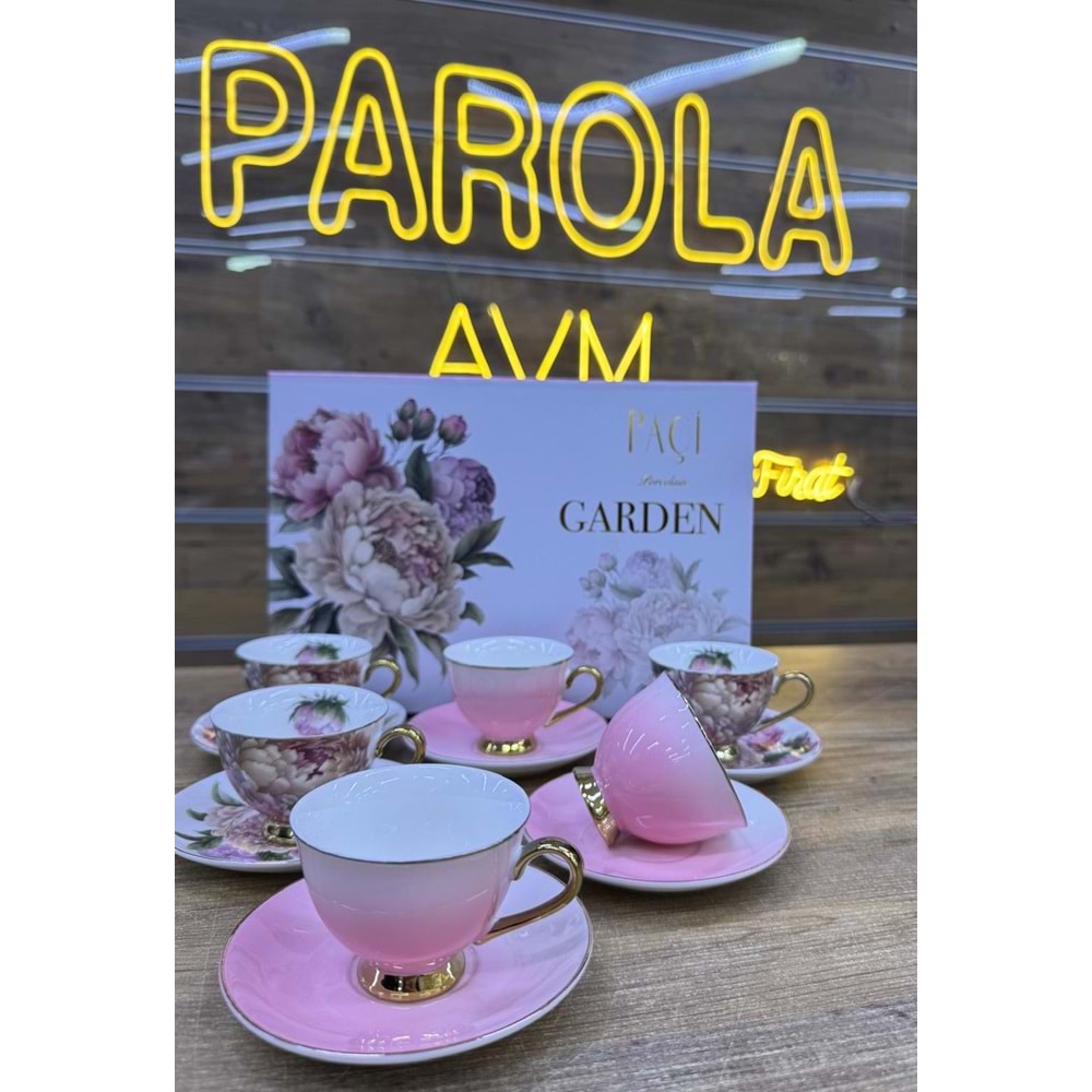 PAÇİ-101762 GARDEN ÇİÇEKLİ FİNCAN SETİ 6LI