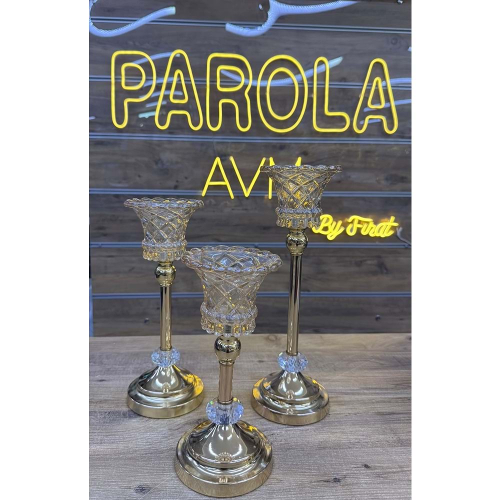 LAVİN ŞAMDANLIK 3 LÜ GOLD002