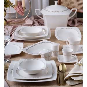 Caroline 85 Parça 12 Kişilik Kare Yemek Takımı 6599