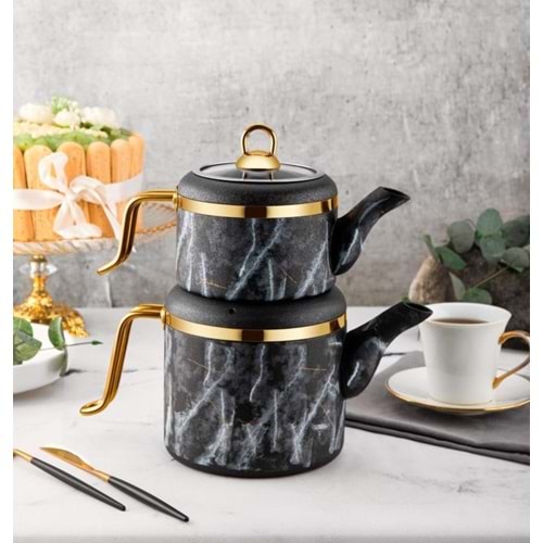 VİGO AİLE BOY ÇAYDANLIK TAKIMI GRANİT SİYAH