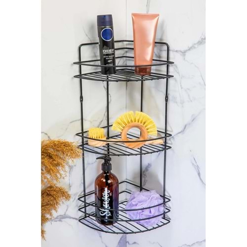 DİLŞAH BANYO KÖŞELİK ÜÇ KATLI SİYAH