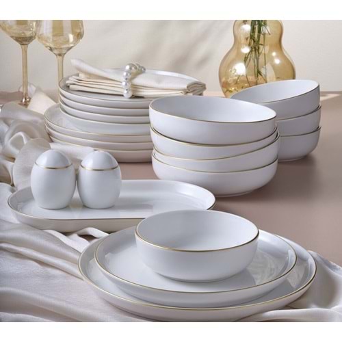 Bilbao 54 Parça 12 Kişilik Yemek Takımı Altın Yaldız 20