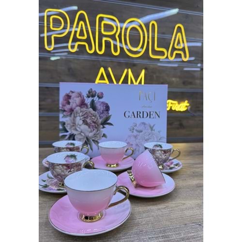 PAÇİ-101762 GARDEN ÇİÇEKLİ FİNCAN SETİ 6LI