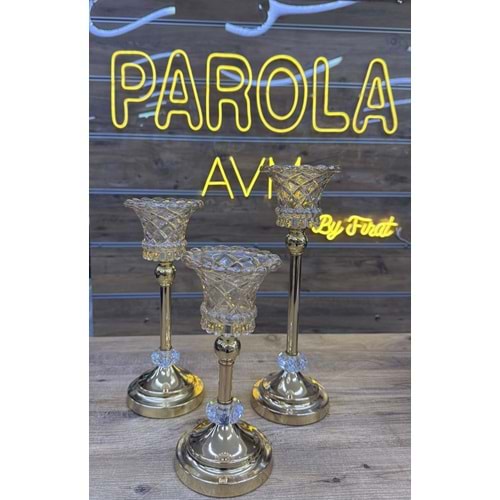 LAVİN ŞAMDANLIK 3 LÜ GOLD002