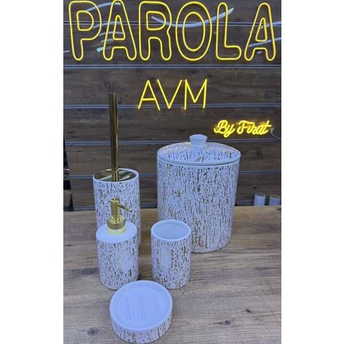 PORSELEN BEYAZ MERMER 5 PRÇ BANYO SETİ