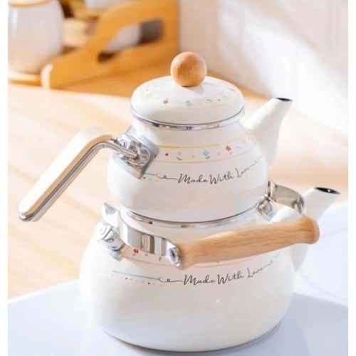 MADE WİTH LOVE ALT ÜST EMAYE TOMBUL ÇAYDANLIK