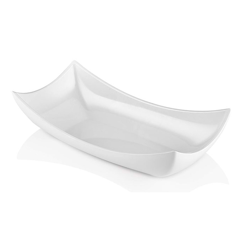 ATLAS 38X19 MELAMİN TESHİR KAYIK TABAK BEYAZ