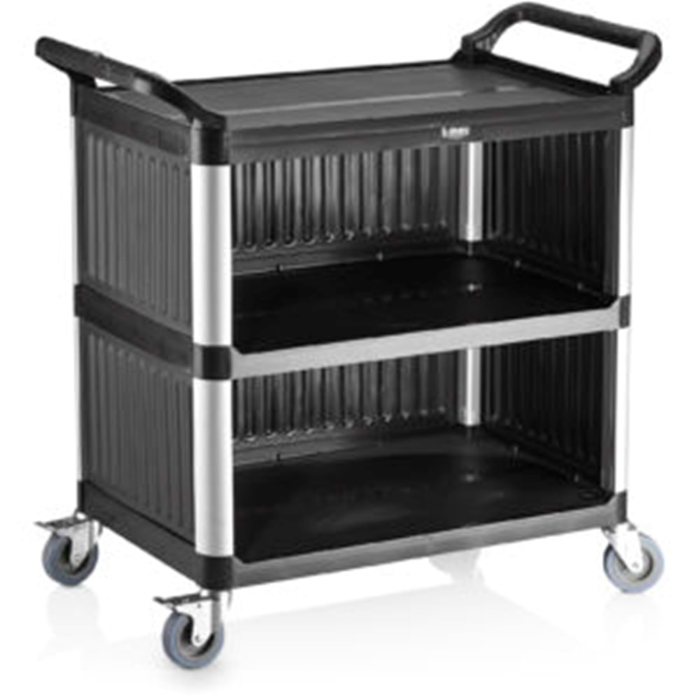 PLASTİK MONOBLOK SERVİS ARABASI SİYAH (520x960x1070)