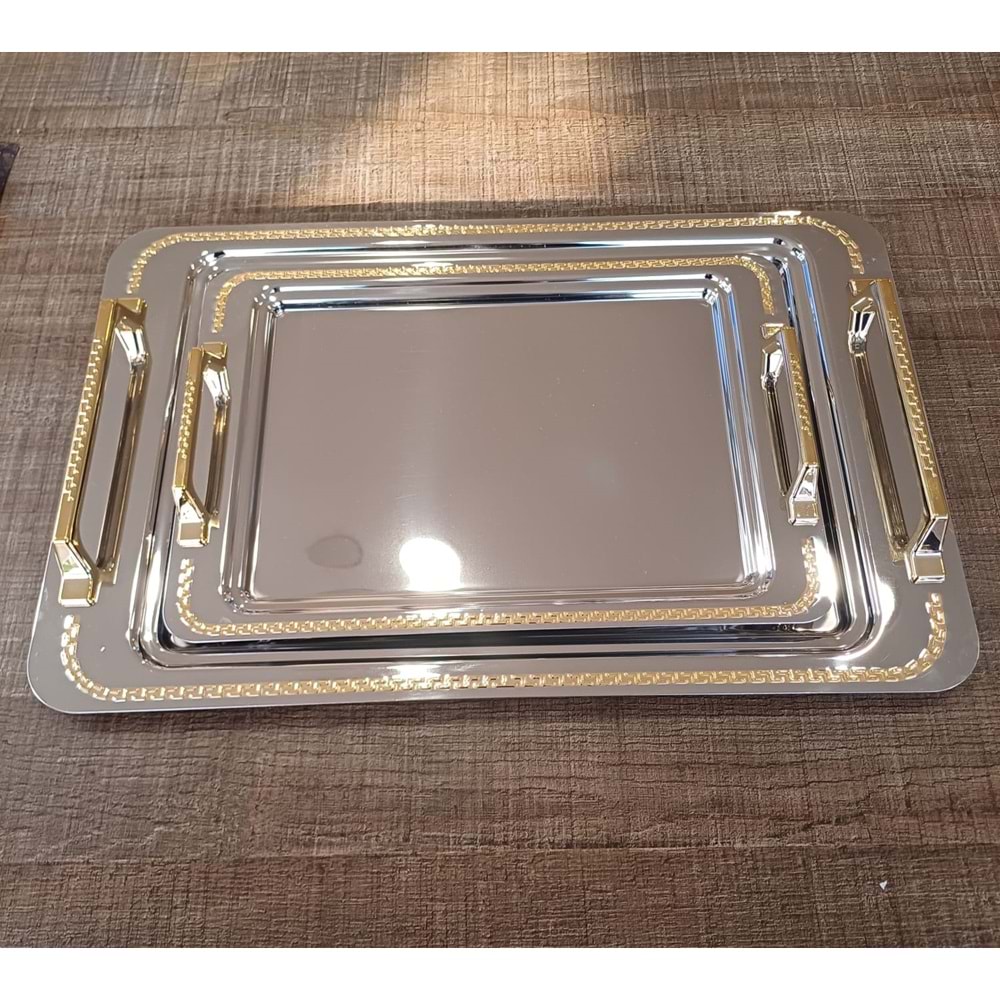 ÖZ FIRAT ELA 2 Lİ ÇAY TEPSİ SETİ GOLD