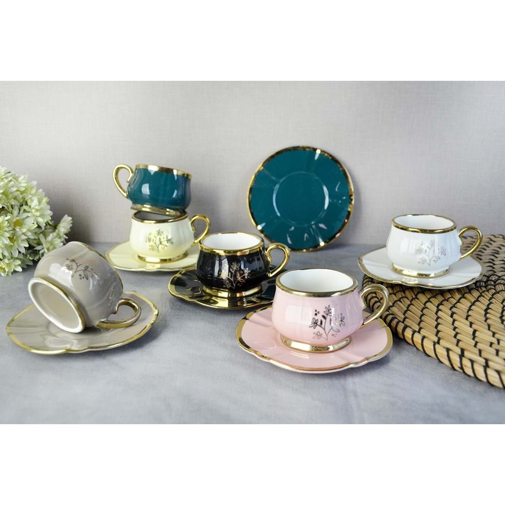 PAÇİ-BELLİNİ RENKLİ YALDIZLI KAHVE FİNCANI